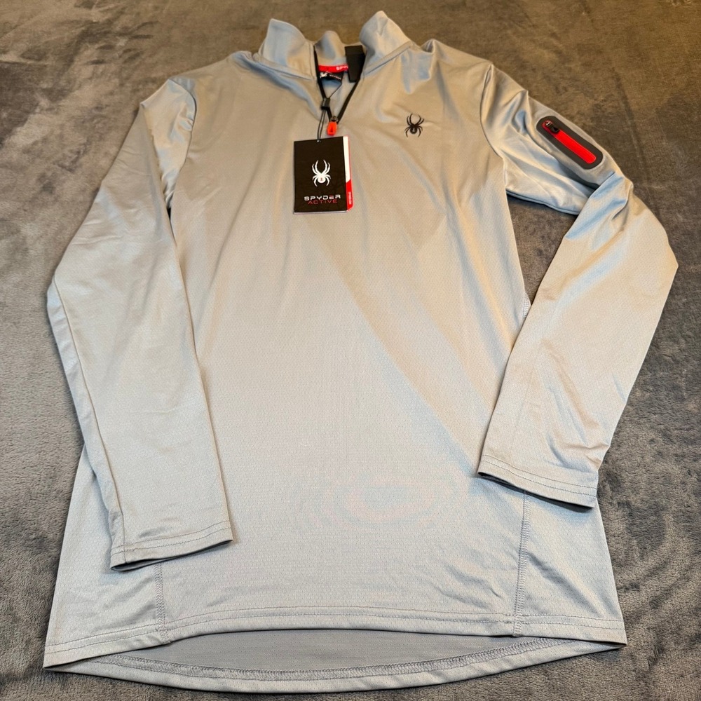 Spyder Active Gray 1/4 Zip Long Sleeve Pullover Shirt Top Lightweight Mens Large